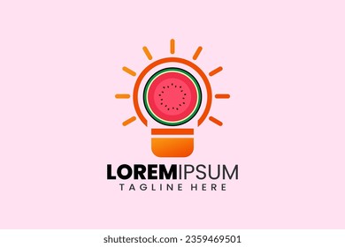 Creativo modelo de patrón de logotipo de lámpara de la sandía de agua concepto símbolo de la educación de la inspiración del vector