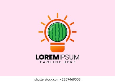 Creative watermelon bulb lamp logo template designs concept vector inspiration education logo symbol