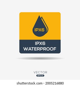 Creative (waterproof IPX6) Icon ,Vector sign.