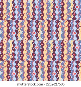 Creative wave lines tile ornament. Abstract ethnic mosaic seamless pattern. Vintage line wallpaper. Retro style. For fabric, textile print, wrapping paper, cover. Vector illustration