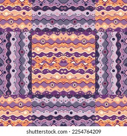 Creative wave lines tile ornament. Abstract ethnic mosaic seamless pattern. Vintage line wallpaper. Retro style. For fabric, textile print, wrapping paper, cover. Vector illustration