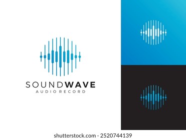 logotipo de música de onda criativa. reproduzir música gravação de som estúdio design template