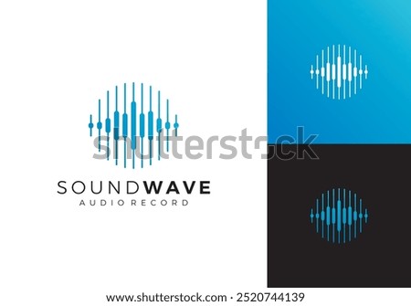 creative wave music logo. play music sound recording studio design template