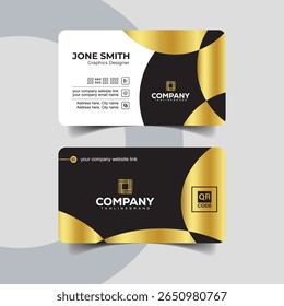 Creative Wave-Inspired Black and Gold Business Card Template for Branding