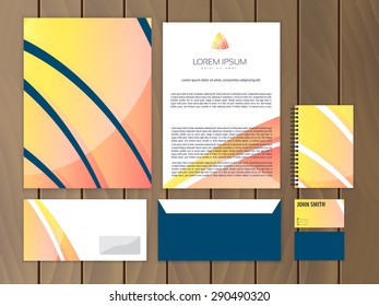 Creative waves corporate identity with logo design template. Trendy stationery business concept. Vector illustration.