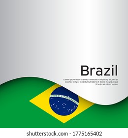 Fondo ondulado creativo con bandera brasil para el diseño de tarjetas de vacaciones. Estilo de corte de papel. Cartel nacional de Brasil. Enlace patriótico estatal, folleto de negocios. Diseño de vectores