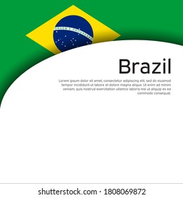 Creative wavy background with brazil flag for holiday card design. Brazil national poster, banner. State brazilian patriotic binding, business booklet. Paper cut style. Vector design