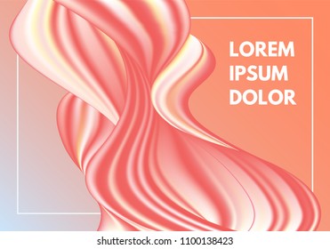 Creative Wavy Shape with 3D Effect. Trendy Wavy Background in Pastel Color Design. Composition with Gradient Mesh. Liquid Forms. Abstract Fluid Shape for Wallpaper, Web Design, Brochure, Visit Card.