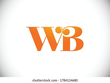 Creative WB logo design in orange gradient perfect for branding and advertising material