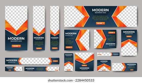 Creative web banners of standard size with a place for photos. Vertical, horizontal and square template