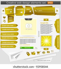 Creative web design elements set yellow. Vector illustration