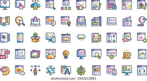 Kreative Web-Icons Pack High-Quality Vector Icons Collection mit editierbaren Stroke. Ideal für professionelle und kreative Projekte.