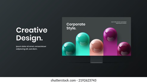 Creative Web Project Vector Design Concept. Original Computer Monitor Mockup Presentation Layout.