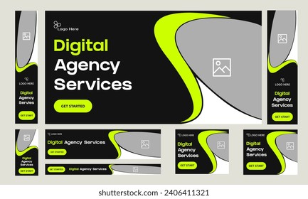 Creative web set banner design for social media post, digital agency web bundle banner design, fully customizable vector eps 10 file format