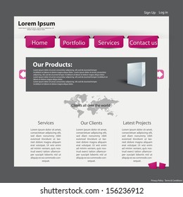 Creative Web Template with Map(Vector Eps10).