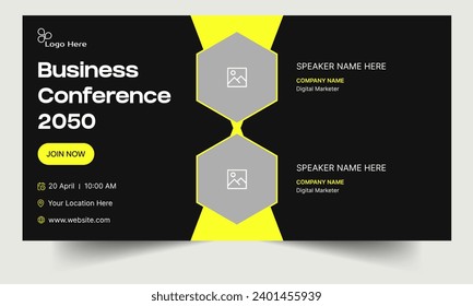 Creative webinar banner template design, business conference banner, grow business webinar banner design, editable vector eps 10 file format