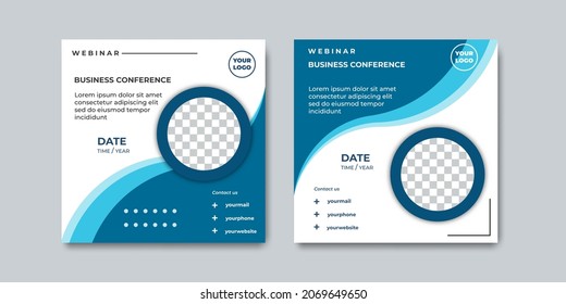 Creative webinar social media post templates for concept design with blue color. Suitable for online marketing promotion banner, webinar, seminar, flyer, ads, etc.