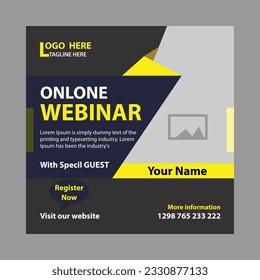 Creative webinar social media post template concept design. online marketing promotion banner 