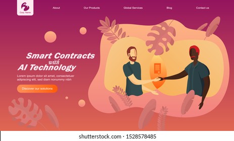 Creative website design template: artificial intelligence for project management, business communication, workflow. Vector flat illustration concepts of web page for desktop and mobile development