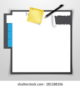 Creative Website design template, Clipboard, and office things Blank Design, Vector
