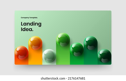 Creative website design vector illustration. Clean realistic spheres booklet layout.