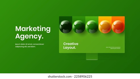 Creative website design vector layout. Bright monitor mockup landing page template.