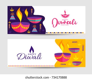 Creative Website Header Or Banner Design For Indian Festival Of Happy Diwali Celebration.