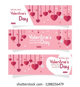 Creative website header or banner set of Happy Valentine's Day celebration, EPS10.