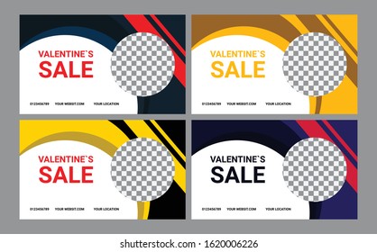 Creative website header or banner set of Mega Sale with Flat Discount Offer for Happy Valentine's Day celebration.