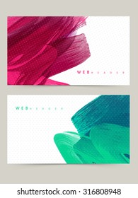 Creative website header or banner set with color stroke.