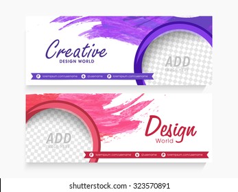 Creative website header or banner set with free space to add your image.