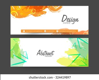 Creative website header or banner set decorated with abstract color splash.