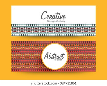 Creative website header or banner set decorated with beautiful floral design.