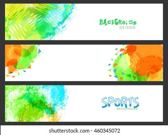 Creative Website Header or Banner set decorated with abstract design for Sports concept.