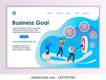 Creative website template of business goal concept, modern flat design vector illustration
