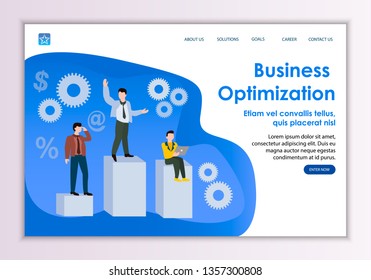 Creative website template of business optimization concept, modern flat design vector illustration