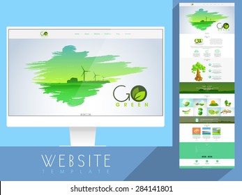 Creative website template design with nature view and other ecological elements.