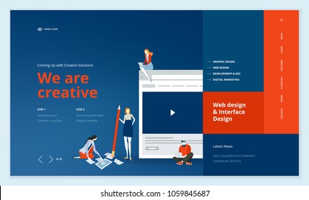 Creative website template design. Vector illustration concept of web page design for website and mobile website development. Easy to edit and customize.