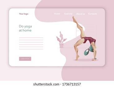 Creative website template designs for Yoga Studio. Modern flat design concept of web page design. Yoga exercise, Woman in yoga pose. Vector illustration
