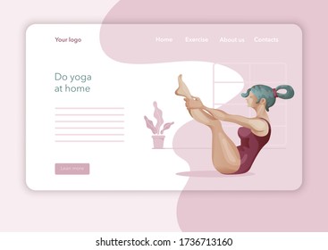 Creative website template designs for Yoga Studio. Modern flat design concept of web page design. Yoga exercise, Woman in yoga pose. Vector illustration
