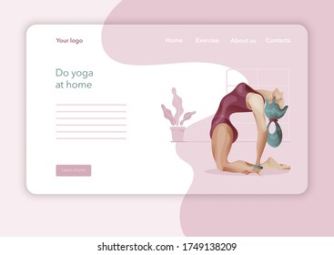 Diseño creativo de plantillas de sitios web para Yoga Studio. Concepto moderno de diseño plano del diseño de páginas web. Ejercicio de yoga, pose de mujer en yoga. Ilustración del vector
