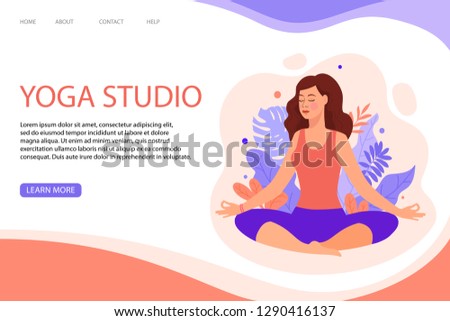 Creative website template designs for Yoga Studio. Modern flat design concept of web page design. Yoga exercise, yoga pose.