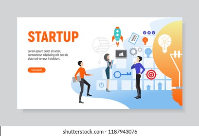 Creative website template of web page for startup, vector illustration