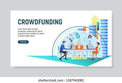 Creative website template of web page for crowdfunding, vector illustration