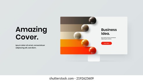 Creative Website Vector Design Layout. Original Computer Monitor Mockup Site Concept.