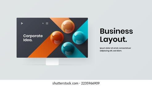 Creative website vector design template. Minimalistic display mockup landing page layout.