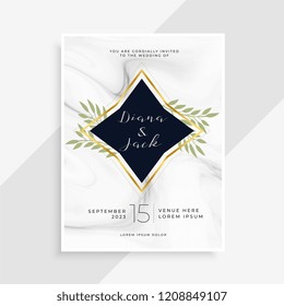 creative wedding invitation card with marble texture