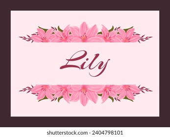 Creative wedding invitation, pink lilies flower