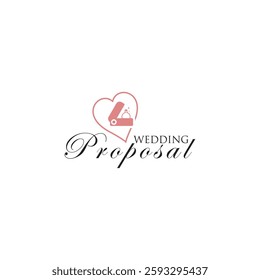 Creative weeding proposal logo design with unique concept premium vector