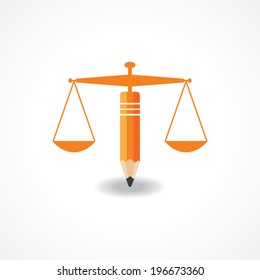 creative weighing machine design using with pencil vector